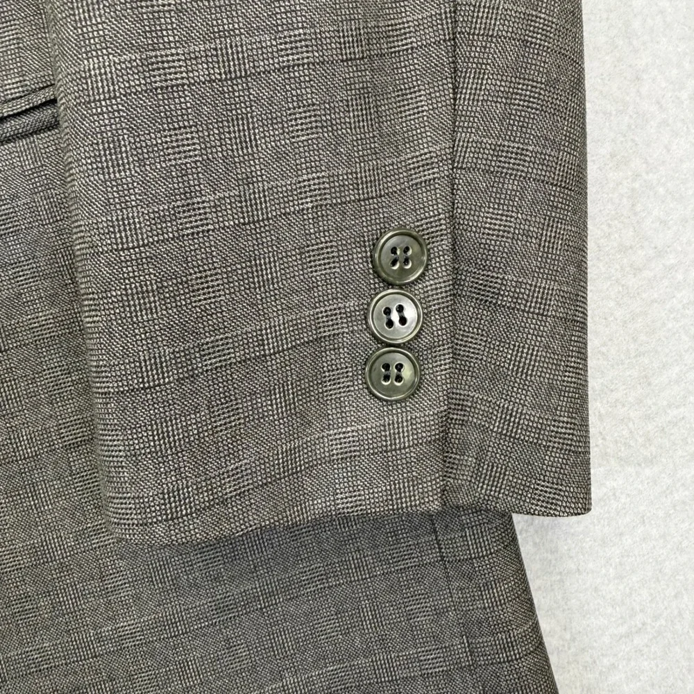Mani by‎ Giorgio Armani Mens Gray Glen Check Virgin Wool Blazer Jacket Size 40R